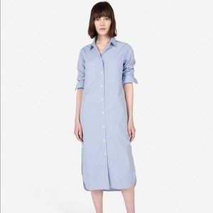 Everlane blue and white striped long shirt dress